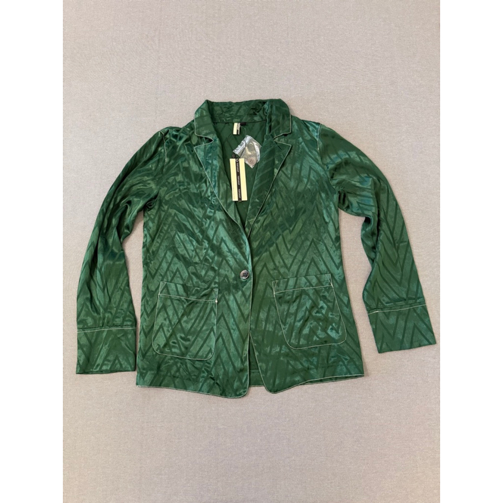 NWTs Topshop green oversized blazer with white contrast stitching size 4 - Picture 8 of 8
